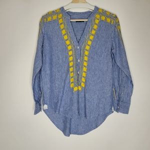 J. Crew Embroidered V-neck Tunic in Stripe Size XXS